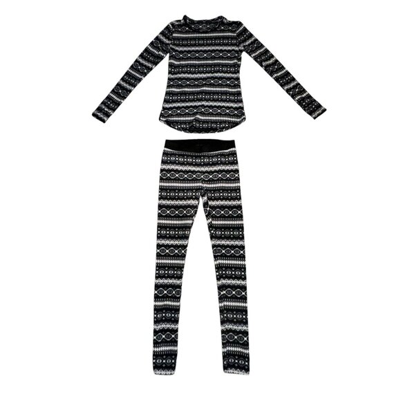 Cuddl Duds Climate Right Womens Pajamas S PJs 2 Piece Soft Fleece Fair Isle - Picture 1 of 8